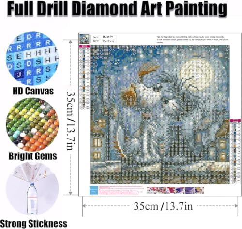 WNPOKN Dogs Diamond Art Kits for Adults 13.8x13.8Inch