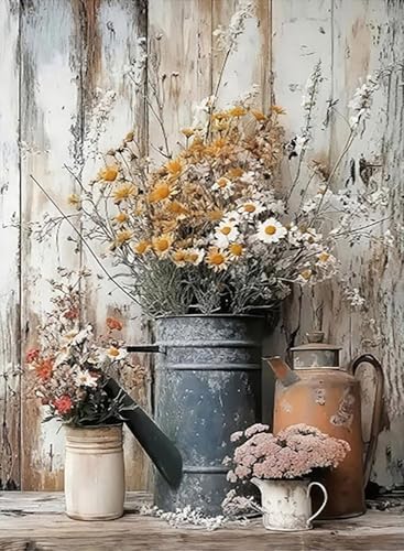 Rustic Flowers Daisy Diamond Art Kits for Adults Diamond Painting Kits