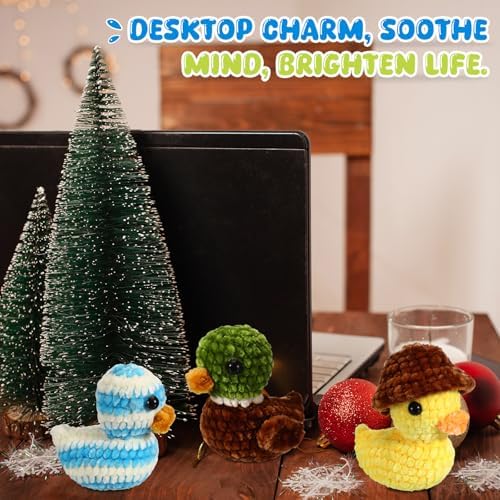 XunYee 3 Pcs Little Ducks Crochet Kit DIY Amigurumi Set Wth Complete Tools