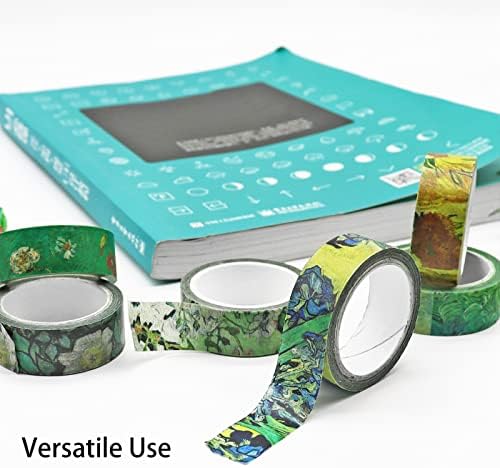 Berkin Arts 12 Rolls Art Floral Designs Washi Tape Set - 15 mm Wide Decorative Adhesive Masking Tape Cloisonnism for Scrapbooking Watercolor Vincent Van Gogh Series