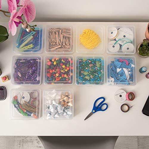 IRIS USA Clear Cases |Made in USA| Plastic Box Organizers (18-Pack)- Small