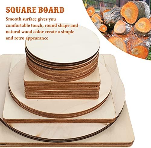 Nuanchu 32 Pcs Unfinished Wood Circles Squares 3 Sizes Christmas