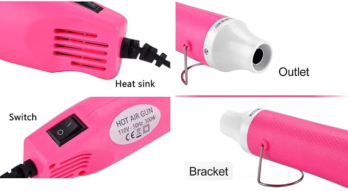5PCS Bubble Buster Tool for Making Epoxy Glitter Tumblers, Protable Heat Gun for DIY Acrylic Resin Cups Tumblers to Remove Air Bubbles,4Pcs Magic Epoxy Brushes for Even Smooth, Ideal to Bling (Pink)