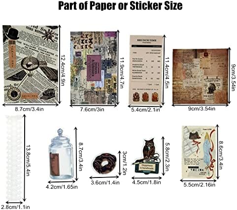Esweny 260PCS Vintage Journaling Scrapbooking Supplies Scrapbook Sticker Paper Ephemera Pack for Junk Journal Planners Collage Craft Notebooks Album (Coffee and Bread)