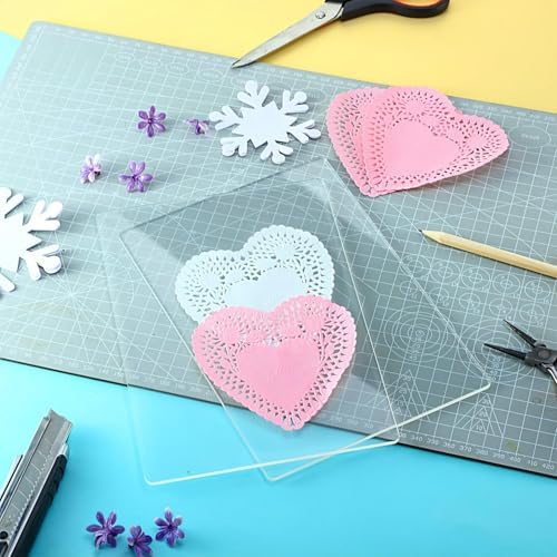 Blulu 4 Pcs Clear Acrylic Cutting Pads, 8.7x6.1x0.1 Inch Die Cutting Plates