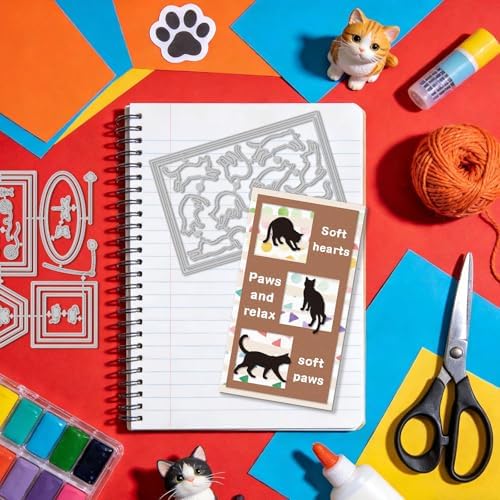 EVERJOYCRAFT 4 Pack 35 Styles Cute Cat Metal Cutting Dies Cuts for Card Making Kitten Carbon Steel Die Cuts Stencils for DIY Scrapbooking Photo Album Decoration Embossing Paper Cards Crafting Supplies