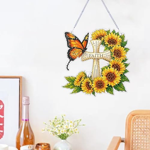 ARPADAMO Cross Diamond Art Kits for Adults, Acrylic Hanging Suncatcher