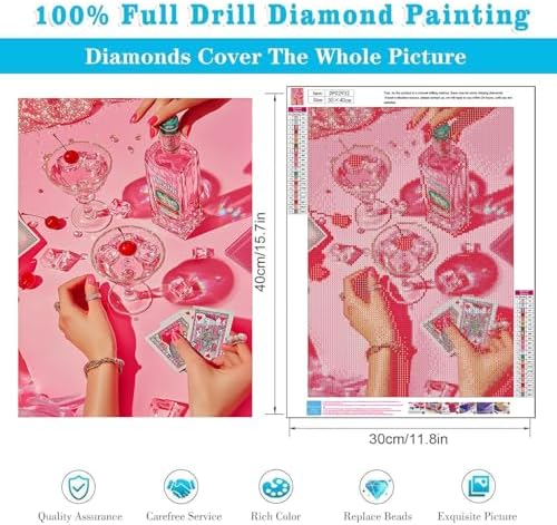 Pink girl Cocktail Poker Diamond Art Kits for Adults Diamond Painting Kits