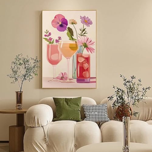 Camocin Framed Paint by Numbers Kit for Adults Beginners – Flowers Cocktail