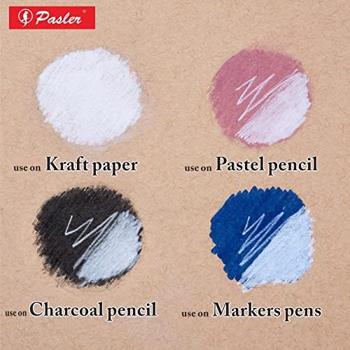 Pasler® white charcoal pencils set - 3 pcs Sketch Highlight white pencils for drawing, sketching, shading, blending