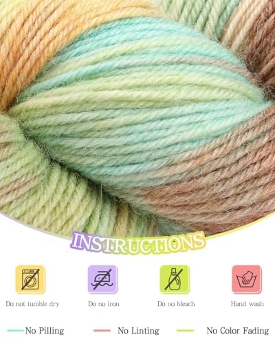 Katech 3 Pack Wool Yarn for Crocheting-Sock Yarn for Knitting-Green Brown