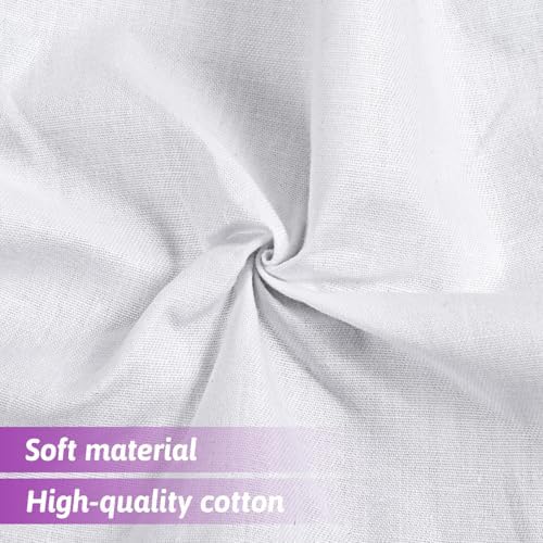 50 Pack 10-inch Cotton Fabric Squares, 10″ Precut Quilting Fabric Bundles, Solids White Charm Pack, for DIY, Beginners, Sewing, Craft (Wavy Edges)