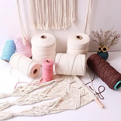 Natural Macrame Cord 3mm x 109yards Colored Macrame Cord 2mm/3mm/4mm/5mm/6mm Macrame Cotton Cord, Twisted Macrame Yarn, Soft Craft Cord Macrame Rope Macrame Supplies (Dark Coffee, 5mm*109Yards)