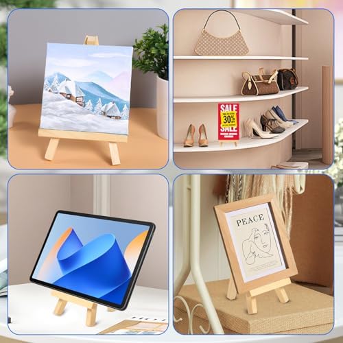 16 Pcs 5 Inch Mini Wood Display Easel, A-Shaped Small Wood Easel for Displaying Small Canvases, DIY Crafts, Photos, Gift, Home Decoration