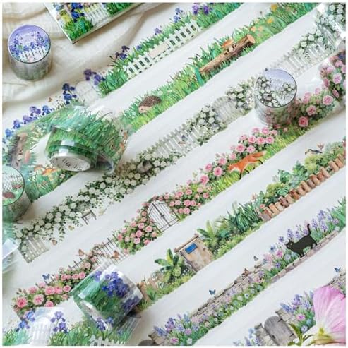 PET Tape Stickers for Scrapbooking Supplies,Floral Stickers for Journaling