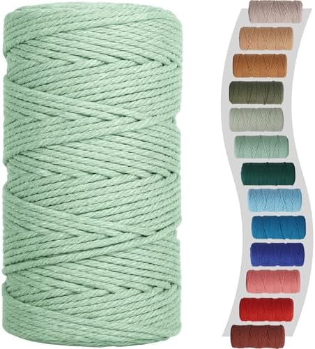NOANTA Sage Macrame Cord 3mm x 220yards, Colored Cotton Macrame Yarn
