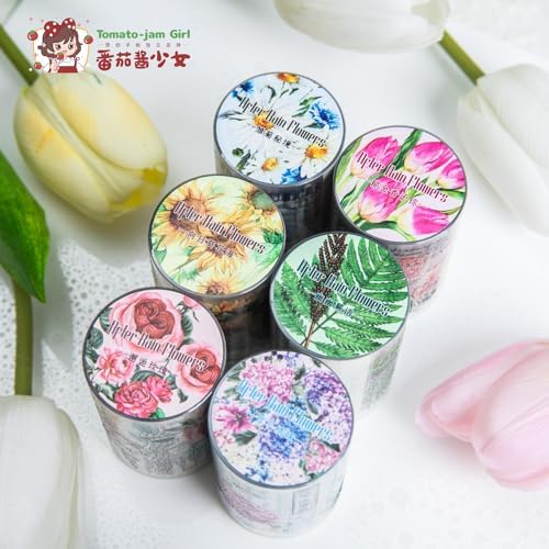 Alideco 6 pcs Decorative Adhesive Tapes Cartoon PET Tape Great for Bullet Journal Supplies, Arts, Scrapbook, DIY Crafts, Planners(huahuibiankuang) (yuhouhuacong)