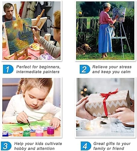 ARPADAMO Paint by Number Kits for Adults Beginners, Press Digital Easy Acrylic Black Cat 4 Pieces Paint, DIY Watercolor Paint Press Digital Kit on Canvas Home Wall Decoration Without Frame 12×16 inch