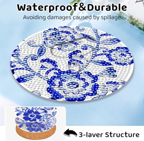 Diamond Art Coasters Kit with Holder, Diamond Painting Kits for Adults