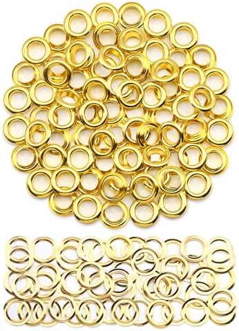SEMINI 100 Sets 12mm Gold Grommet Eyelet Kit for Fabric Leather Crafts