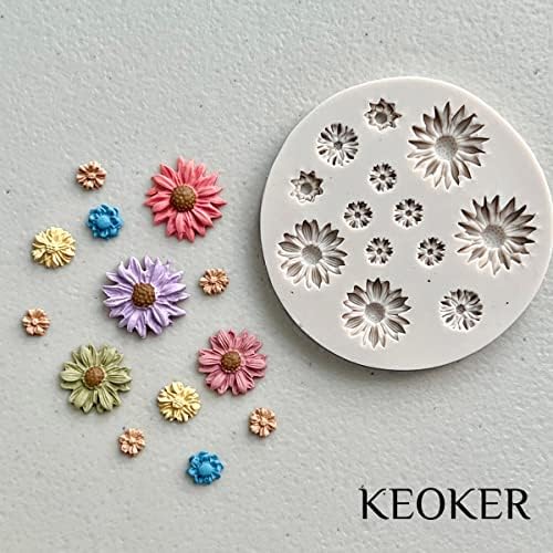 KEOKER Flower Polymer Clay Molds - Daisy Miniature Clay Molds for Jewelry Making, Earrings Decoration (Small Flower)
