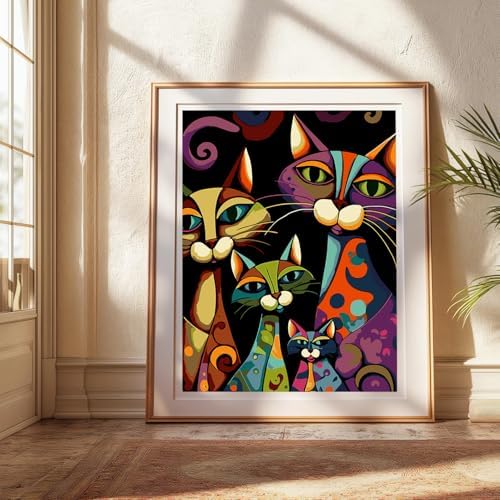 Paint by Numbers Kit for Adults,Frameless Abstract Cat(16x20 inches)