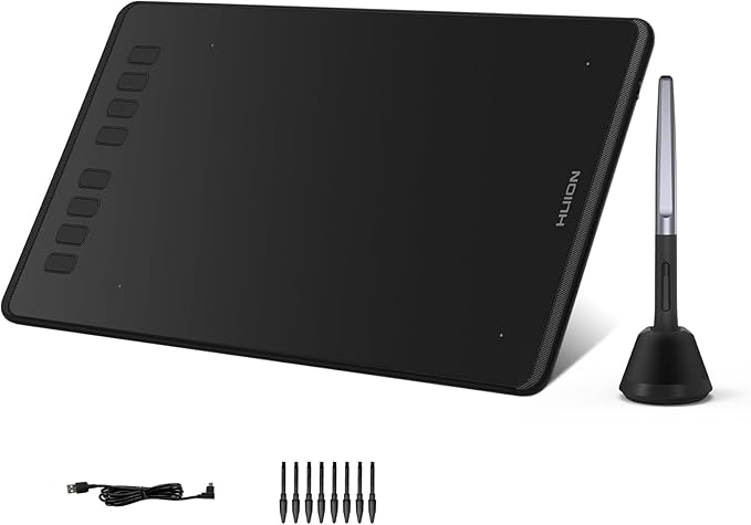 HUION Inspiroy H950P 8x5 inch Drawing Tablet 8192 Pen Pressure | 8 Hot Keys, Battery-Free Stylus, Tilt, Android Support, Graphics Tablet for OSU, Animation, Painting, Art, Photo Editing