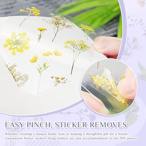 36 SheetsFlower Stickers for Scrapbooking,576 Pcs Self-Adhesive Transparent Flower Stickers Scrapbook Supplies Journaling Stickers for Adult Card Making Letters DIY Water Bottle Cards Decoration