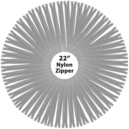 Mandala Crafts 60 PCs Gray Closed-End 22 Inches Nylon Zippers for Sewing