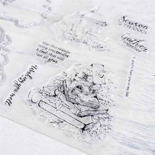 Lamp House Thanksgiving Clear Stamps and Die Cuts Sets for DIY Card Making