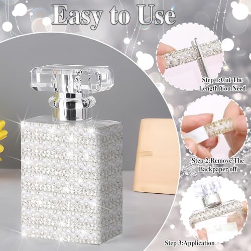 White Pearl Rhinestone Ribbon Roll 1 CM Wide Rhinestone Tape
