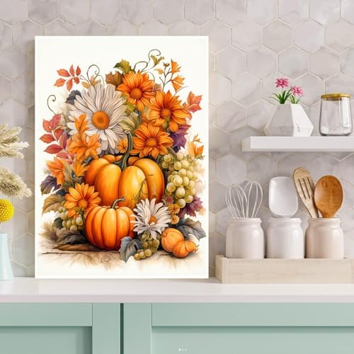 Autumn Diamond Art Kits for Adults Pumpkin Diamond Painting Kit 12x16in
