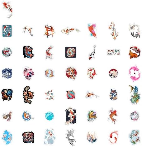 Koi Fish Stickers for Water Bottle and Laptop - Koi Fish Party Supplies & Decorations, Waterproof Vinyl Decals, Japanese and Nature Stickers, Gifts for Women & Men