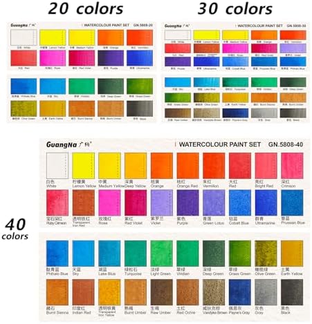 kander 40 Color Watercolor Paint Set with Detail Paint Brushes