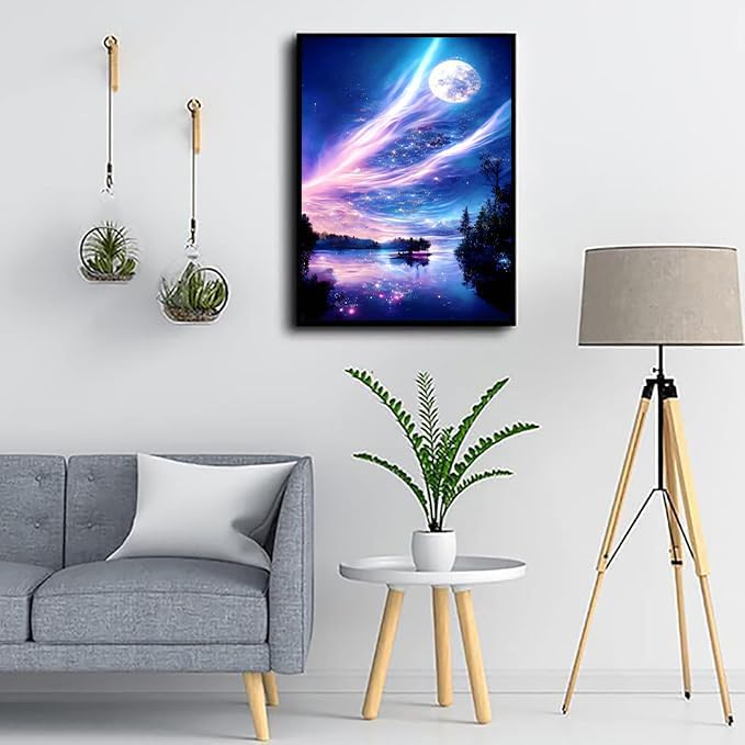 WNPOKN Aurora Moon Diamond Art Kits for Adults 12x16Inch