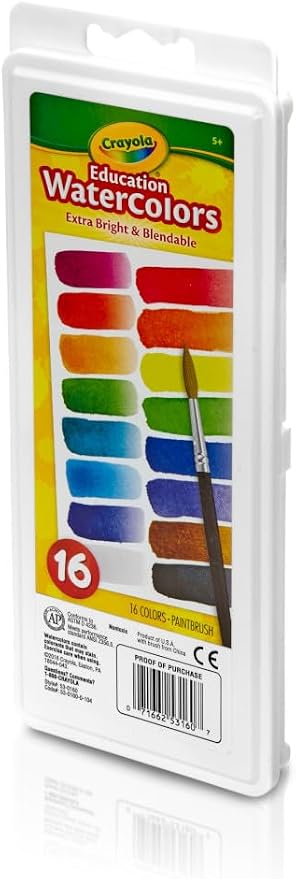 Crayola Watercolor Paint Set for Kids, Washable Paint, School Art Supplies | School Supplies Essentials, Washable Paint for Kids, Arts & Crafts, Ages 4+