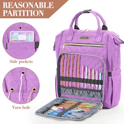 Kuosdaz Knitting Bag Backpack, Yarn Organizer, Quilted Backpack for Women