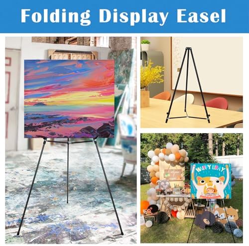 Falling in Art 70" Adjustable Aluminum Display Easel Stand, Holds 20 lbs