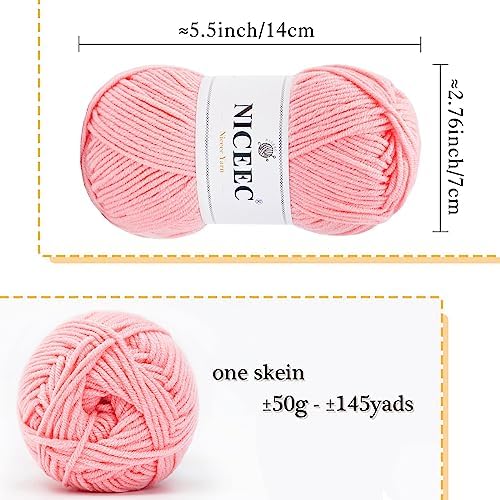 NICEEC 300g Soft Assorted Colors Yarn 100% Acrylic 870yds -Series 13