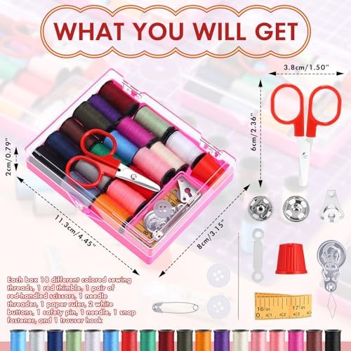 Dingion 12 Pack Mini Small Sewing Kits Bulk Travel Sewing Kit Mini Storage Box with Scissors Needles Threads Portable Emergency Sew Kits Pack for Home Beginner Camping Repairs DIY Handcraft Traveler