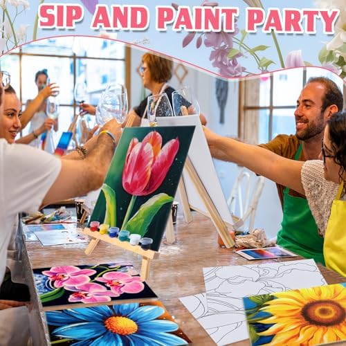 Tinlade 12 Pcs Pre Drawn Canvas for Painting Stretched,Abstract Flower