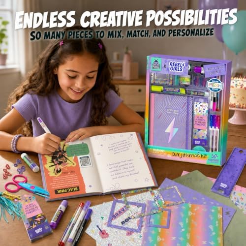 DIY Journal Kit for Girls Ages 8-12, 50+ Accessories, Hard Cover Journal