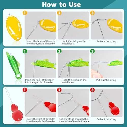 Lechchy 36 Pcs Sewing Tool, 2 Big+ 2 Small Seam Rippers, 20 Needle Threaders, 1 Small Sewing Scissors, 1 Thread Snips, 2 Drawstring Threaders, 1 Soft Tape Measure, 1 Awl Tool, 1 Thimble, and 5 Needles
