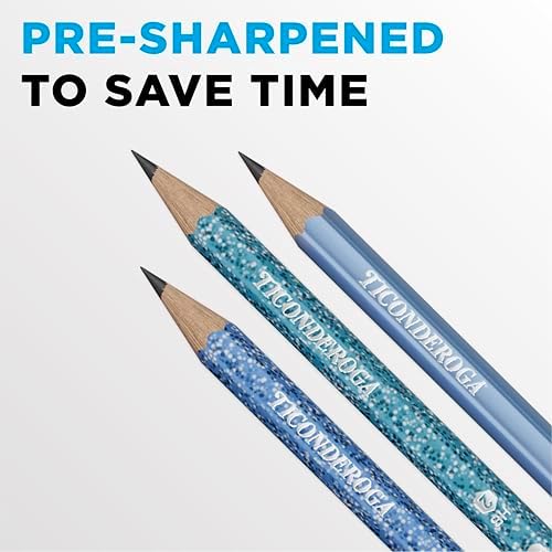 Ticonderoga Wood-Cased Pencils Pre-Sharpened, Arctic Blues, 10 Count