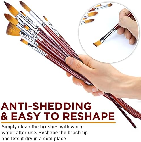 DUGATO Artist Paint Brush Set, 13-Piece Long Handle Oil Paint Brushes