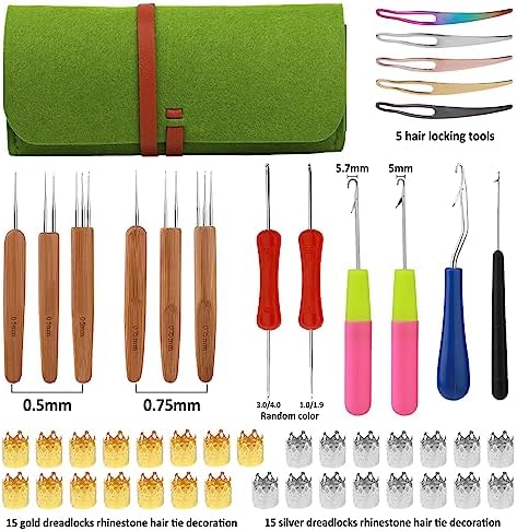 QMNNMA Crochet Needle for Loc, 48 Pcs Dreadlock Crochet Hook for Hair