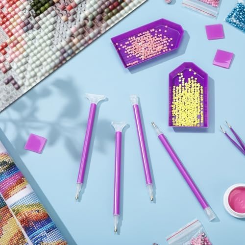 Affrolling 90 Pcs Diamond Art Tools, Drill Pens Trays Glue Clay