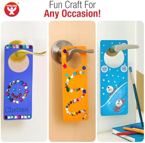Hygloss Cardstock Door Knob Hanger Blank for Crafts - 24 Pcs Assorted Bright Colors for Easy Decorate/Write-On - Bulk Doorknob Hangers for Craft, DIY Blank Doors knob Sign Projects