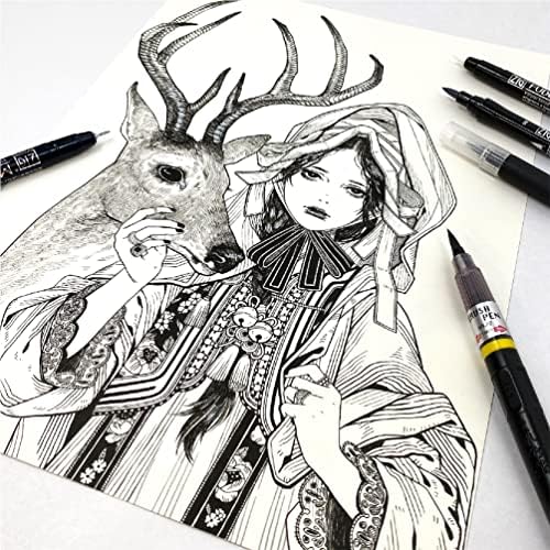 Kuretake Zig Inktober pen set, for Illustration, Manga Drawing, Lettering and Calligraphy, Professional Artist, Made in Japan (Basic No.2(5pcs.))