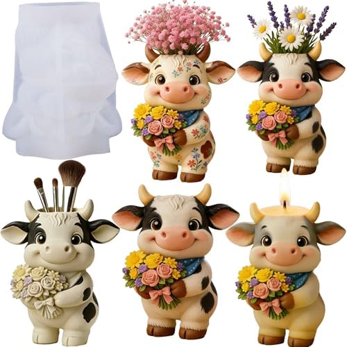 Highland Cow Resin Molds, 3D Animal Candle Molds Silicone for Epoxy Resin